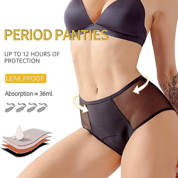 Läcksäkra Menstruations trosor 3pack  Bomullstrosor Kvinnor Sexiga Fysiologiska Underkläder 2XL