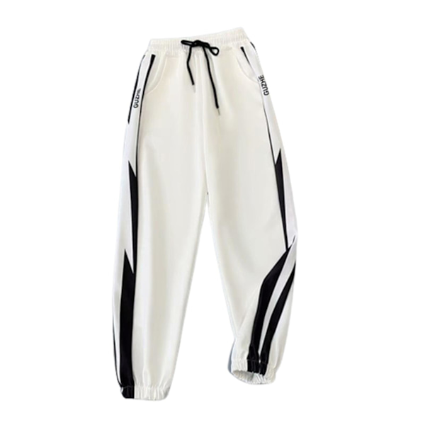 Sportbyxor med dragsko, lös passform, elastiska benslut, koreanska baggybyxor White 4XL