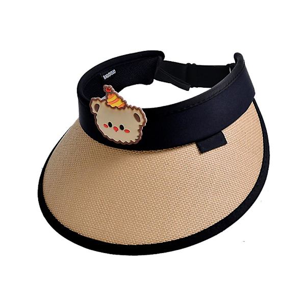 Solhatt med åpen topp og liten vifte for barn, fukttransporterende solhatt for piknik og camping Black Without Fan