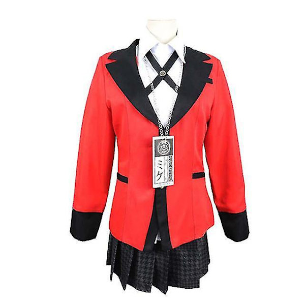Anime Kakegurui Jabami Yumeko Cosplay Kostym Japansk Röd Komplett Set Skoluniform Kvinnor Halloween C L