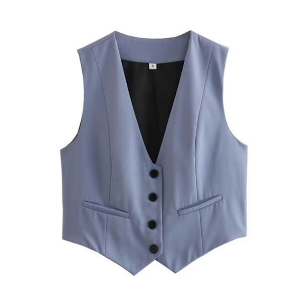 Dame Mode Vest Elegant V-hals Sommer Ærmeløse Veste Til Daglig Shopping Outfit Blue M