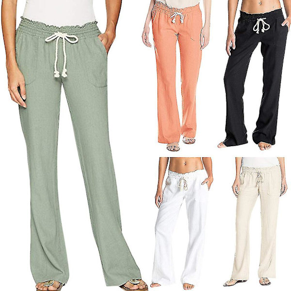 Dambyxor i bomullslinne, strandbyxor Apricot XS