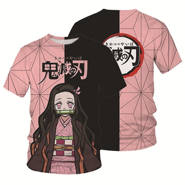 Demon Slayer Anime printed T-shirts Sommar Casual Kortärmad Tecknad T-shirt Presenter För Kvinnor Män Fans Kamado Nezuko M