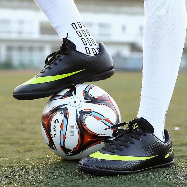 Herre Fodboldsko Voksen Høj Ankel Fodboldstøvler Græstræning Sportsfodtøj Sneakers Black 33