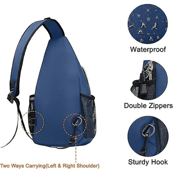 Slingväska, mångsidig crossbody axelväska resevandringsdagryggsäck blue