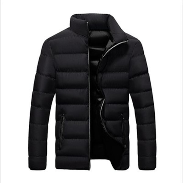 Miesten Kuitutäytteinen Tikattu Lyhyt Takki Tuulenpitävä Talvitakki Black Gray 4XL