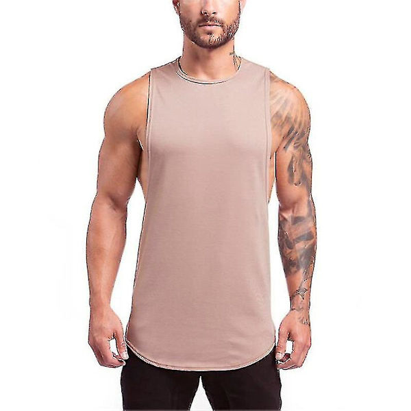 Miesten väljä hihaton toppi aluspaita fitness-t-paita Khaki XXL