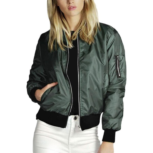 Bomberjacka för kvinnor, lättviktig, med dragkedja, softshell, casual jacka Green XL