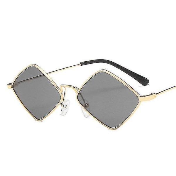 Naisten metalliset vinoneliöaurinkolasit gold gray