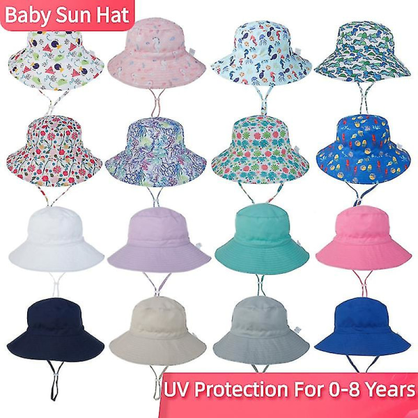 Sommar Solhatt för Baby 0-8 År Flickor Pojkar Utomhus UV-skydd Strandhatt Simhattar Bred Brim Barn Hinkhatt Red triangle Large