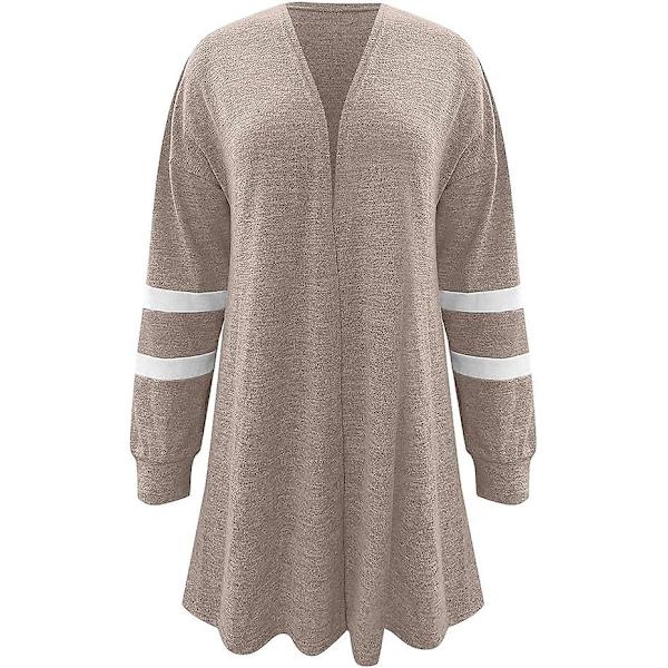 Höststil Långärmad Tröja Med Kontraststickad Kofta Jacka XL