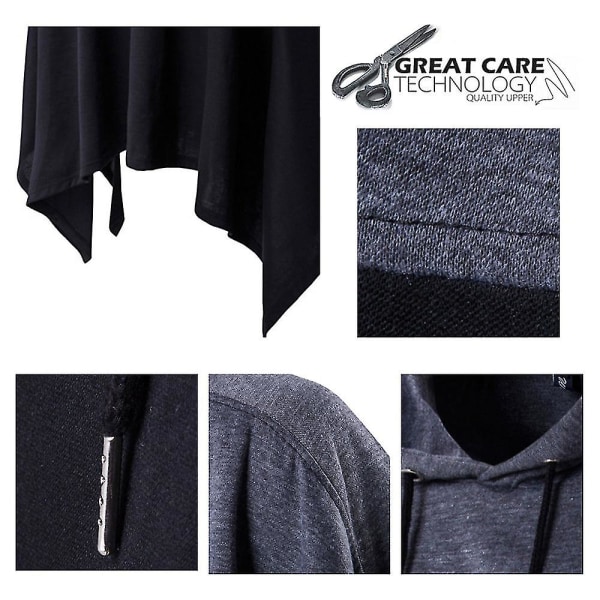 Yunclos Herre Oversized Batwing Ermer Hette Poncho Cape 4XL