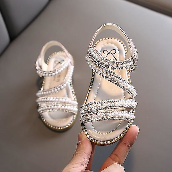 Pigesandaler Hverdags Glitter Festsko Flade Pu Snøresandaler Stropsandaler Store Børn (2-6 år +) Pink 30