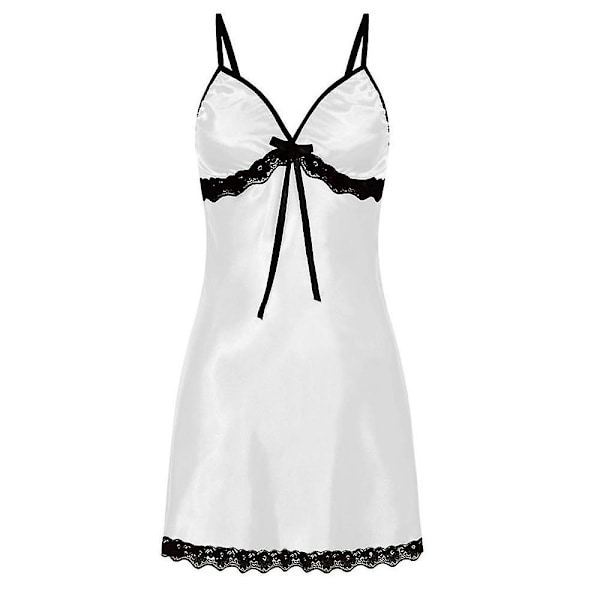 Dame V-hals Blonde Undertøy Mini Slip Kjole Nattøy Babydoll Nattkjole Chemiser Silkeaktig Nattøy Nattkjole _au White S