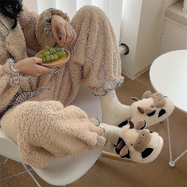 Ko-tofflor Söta Varma Bekväma Bomullsskor Djur cow cotton mop package 40-41