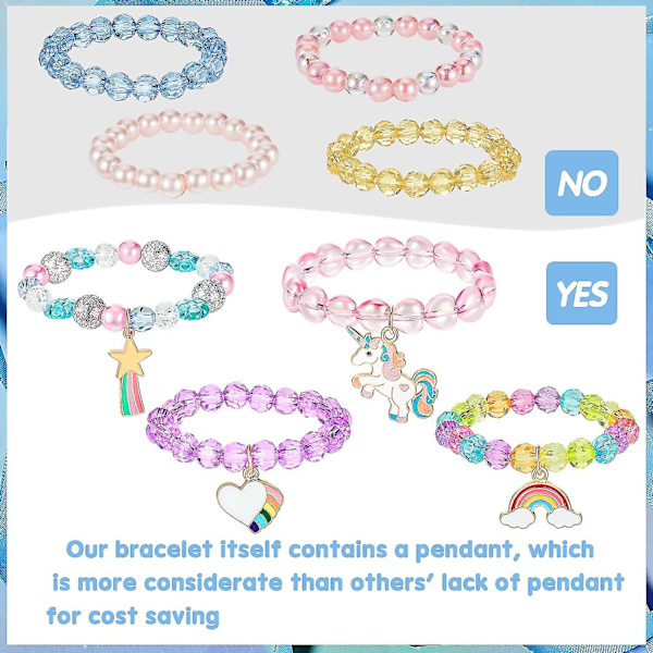 9 Stycken Färgglada Armband Flickarmband Regnbågsfärgade Pärlor Crystal Style