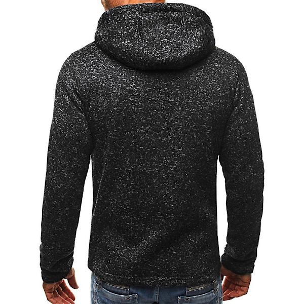 Miesten vetoketjullinen pitkähihainen hupullinen takki urheilu rento huppari collegepaita Black Grey 2XL