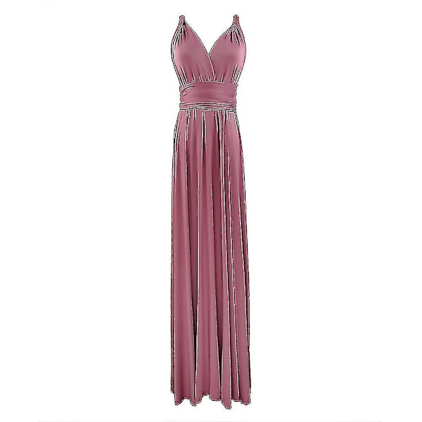 Dam Multiway Omlott Bandage Lång Klänning Konvertibel Boho Aftonklänning För Fest Brudtärnor Dusty Pink XL