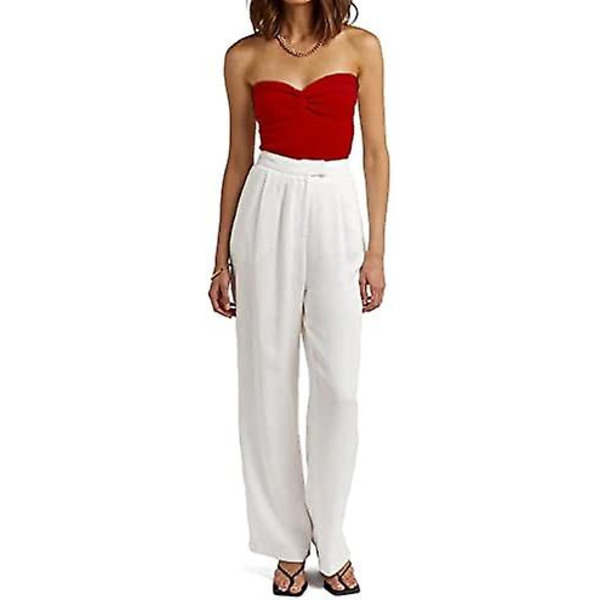 Naisten olkaimeton crop top seksikäs sydänpääntie ribbineulottu kierretty solmu edessä hihaton Camisoletanks toppi red M
