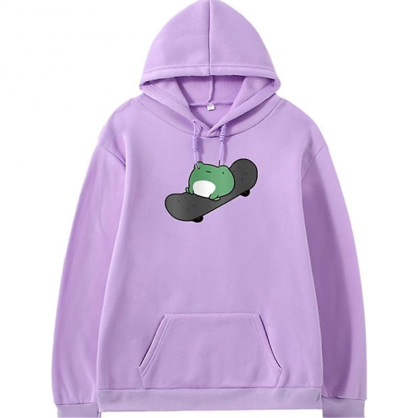 Långärmad Hoodie Lös Streetwear Pullover Casual Lös Tröjor Hoodies Vår Sommar Par S Sweatshirt Skateboard Groda Purple XXL