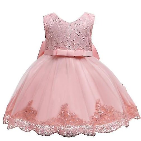Kortärmad spets prinsessklänning, elegant och charmig ensemble för tjej 80cm