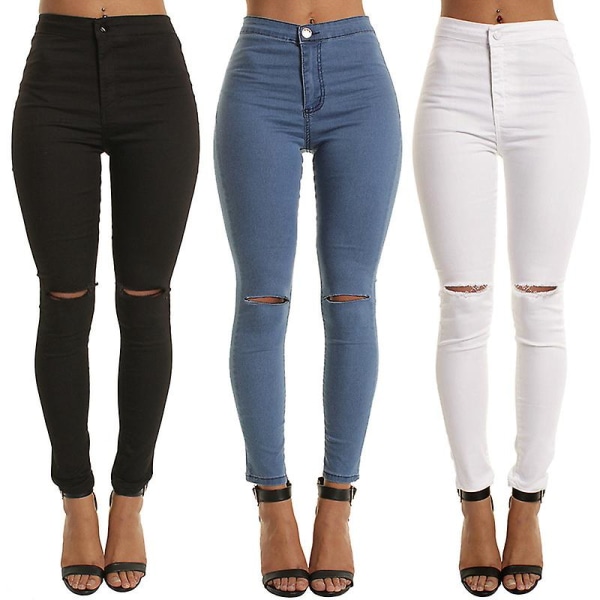 Dam Jeans med hög midja passform Dam Jeans med elastisk passform Lämpliga för casual och vardagsbruk Black XL