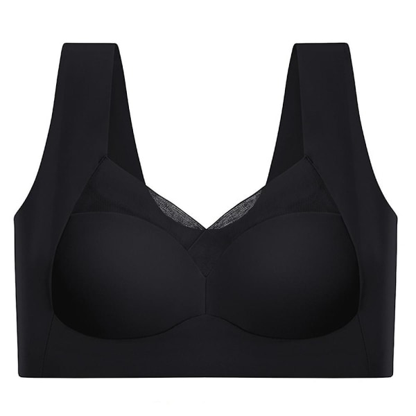 Dam Seamless Push Up BH Shapewear Non-wired Crop Top Vest Sport Bralette Underkläder Black 3XL