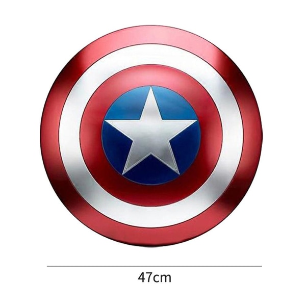 America Captain Shield , 47cm Captain Shield med hängslen, vuxen Captain America Metal Shield Cosplay rekvisita Väggdekor