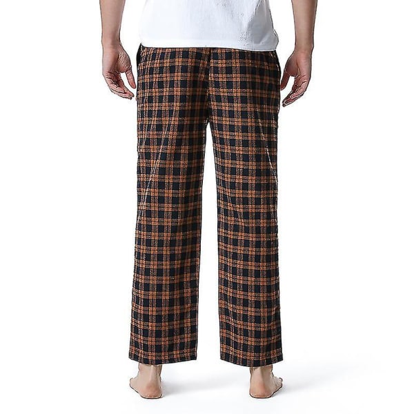 Bomullsvevde pyjamasbukser for menn, rutete lette lounge-sovebukser COLOR 7 S
