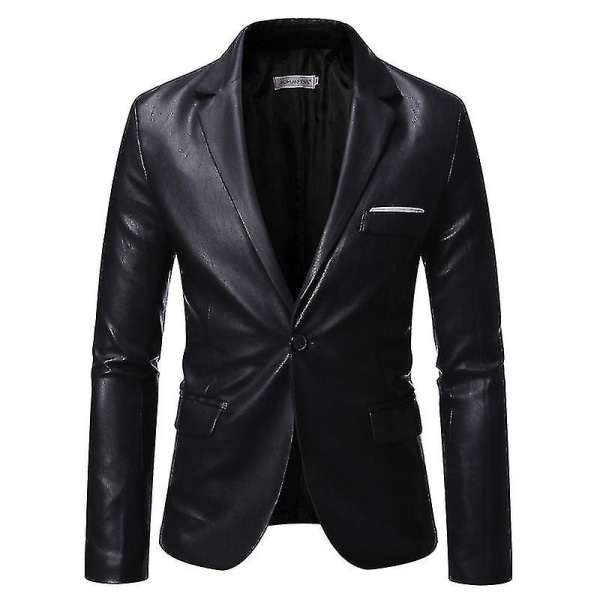 Läderblazer för män PU Lammskinn Brun Läder Herr Blazer 4XL