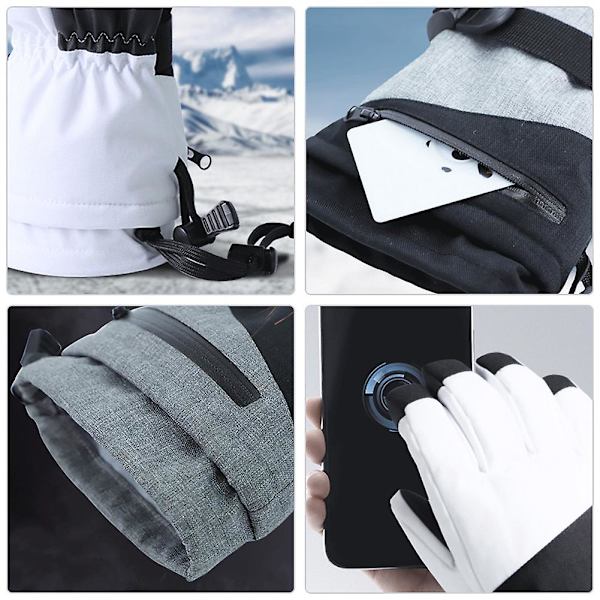 Unisex Cykelhandskar Touch Screen Fleece Termiska Skidhandskar Vindtäta Utomhus Handskar Grey M