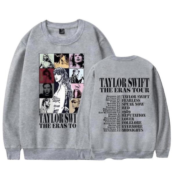 Taylor Swift The Eras Tour Unisex Sweatshirt Långärmad Rund Hals Casual Lös Pullover Toppar Fans Gåvor För Män Kvinnor Vänner Gray L