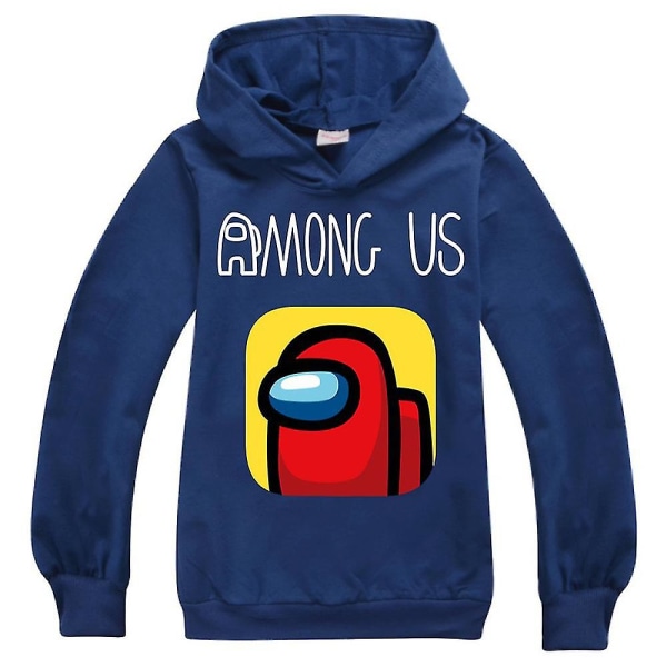 Kids Among Us Print Sports Casual Hoodie Sweatshirt Långärmad Huvtröja Toppar Dark Blue 15-16 Years