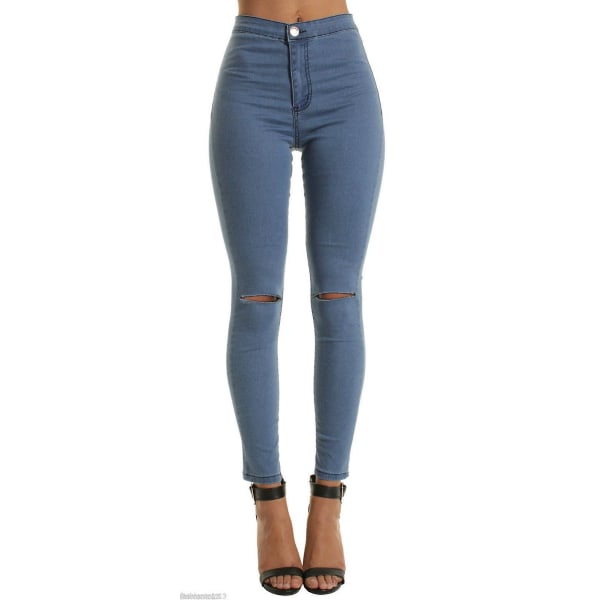 Dam Jeans med hög midja passform Dam Jeans med elastisk passform Lämpliga för casual och vardagsbruk White XL