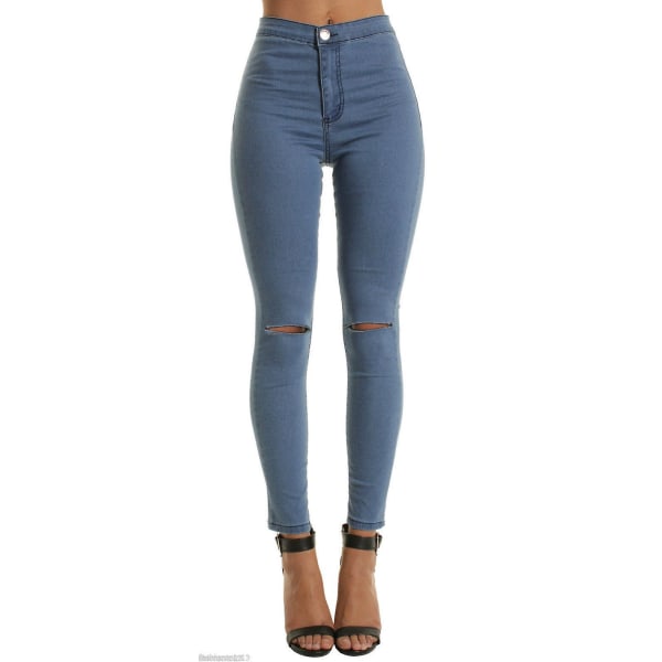 Högmidjade jeans för dam, elastiska jeans för dam, lämpliga för vardagsbruk Black 3XL