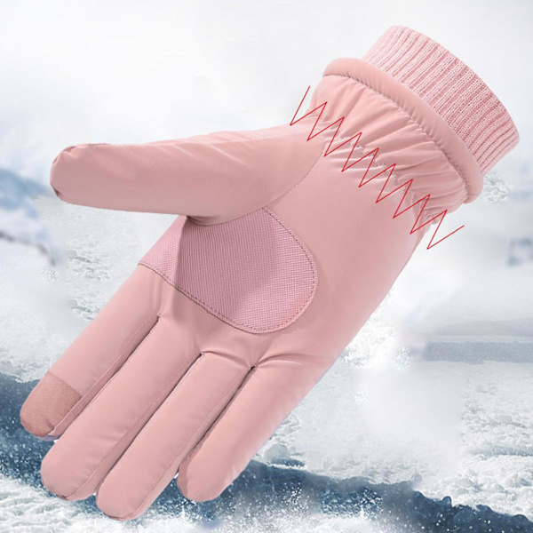 Cykling Varma Snöhandskar Tjock Mjuk Fuskkaninpäls Kant För Utomhusfiske Dejting Shopping Pink Black