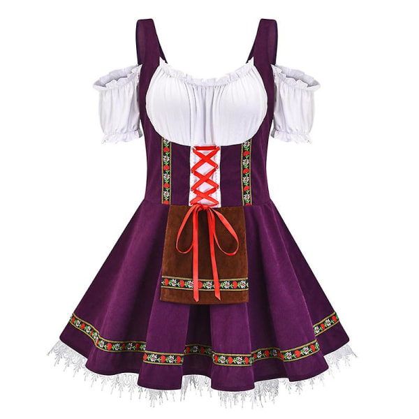 Traditionella par Oktoberfest Costume Parade Tavern Bartender Servitris Outfit Cosplay Carnival Halloween Fancy Party Dress greener L