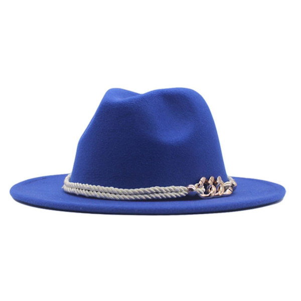Klassisk bredbrättad Panama Fedora-hatt i ull för dam blue
