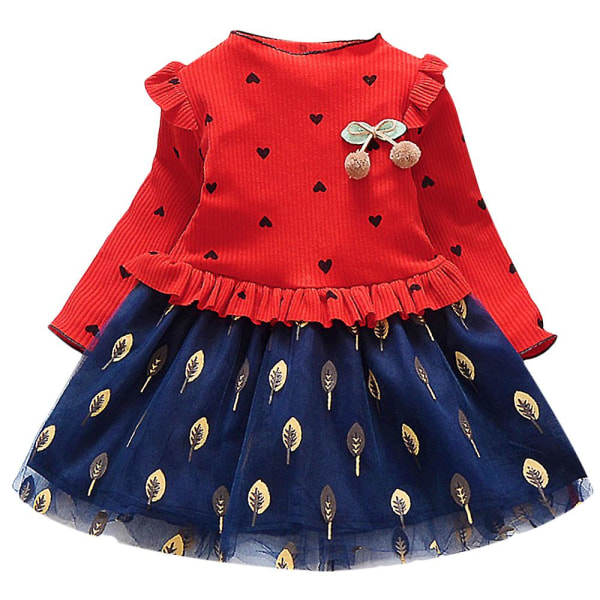 Lasten Tyttöjen Pitkähihainen Tutu Tylli Mekko Juhlat Syntymäpäivä Prinsessa Mekot Red 5-6 Years