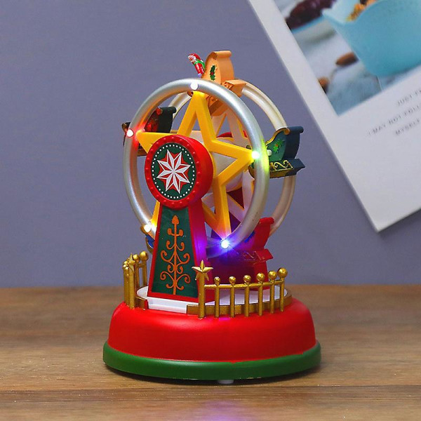 Musikalisk leksak med färgglatt ljus roterande karusell/pariserhjul klassisk vintage prydnadsgåva för Carousel
