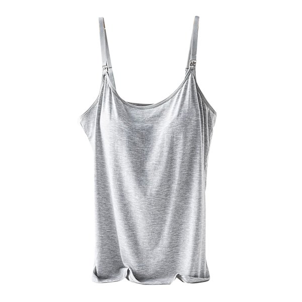 Gravide Kvinner Ammeundertøy Camisole Maternity Justerbare Stropper Innebygd Pad Vest Topp Underskjorte Loungewear Grey XL