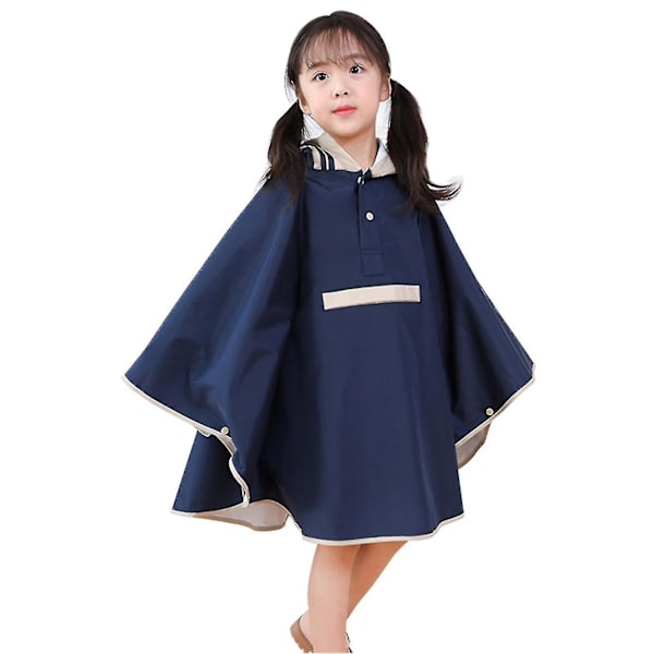 Regnkappa för barn Vattentät Cape Regnkläder med framficka för unisex Navy Blue M