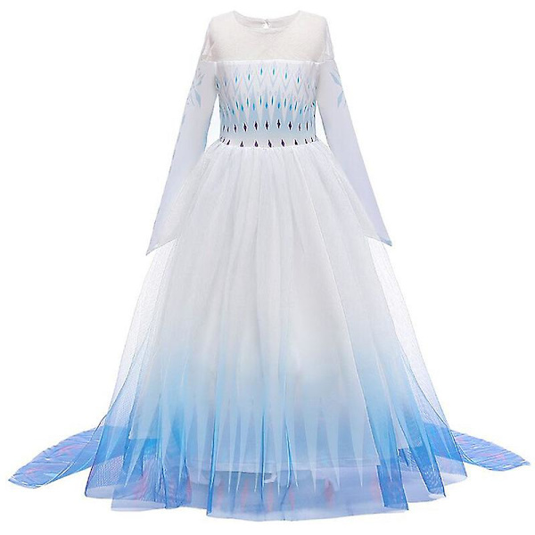 Piger Frost 2 Elsa Dronning Prinsesse Kjole Udklædning Snefnug Tyl Kjole Sæt Børn Cosplay Kostumer Til Fødselsdag Halloween Julefest Gradient Blue 11-12 Years
