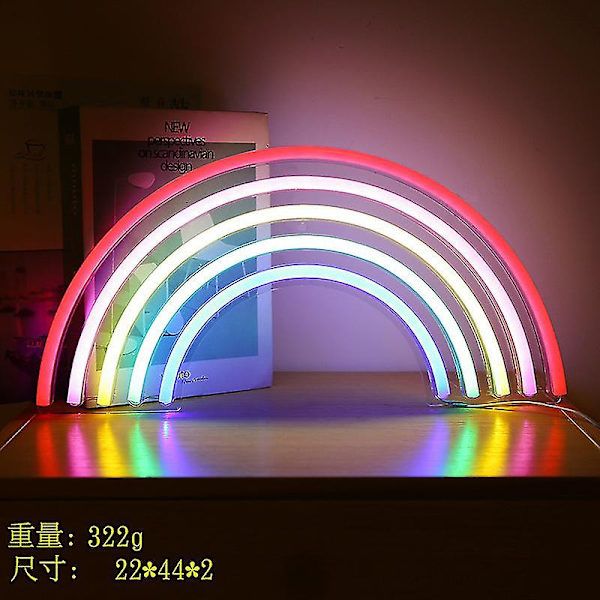 Led Neon Ljus Väggkonst Skylt Sovrumsdekor Regnbåge Hängande Nattlampa Hemfest Högtidsdekor Julklapp Rainbow 2