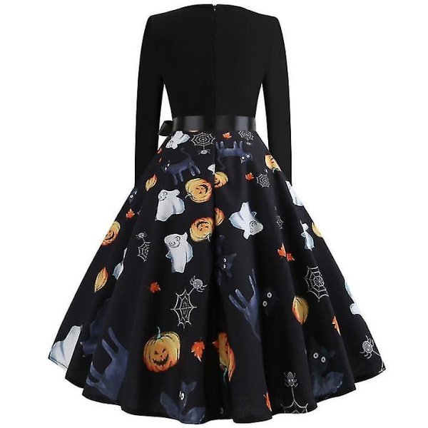 Halloween-mekot naisille, luuranko- ja kurpitsapainatuksella, cosplay-juhlapuku black1 S