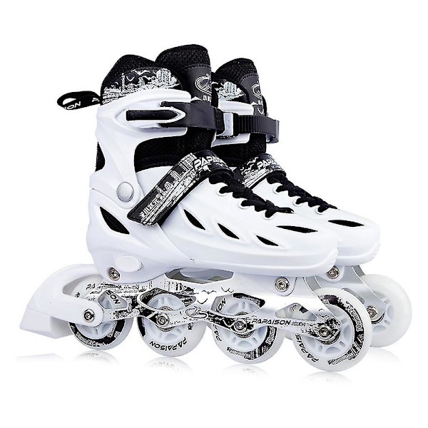 Säädettävät Inline-rullaluistimet täysin valaistuilla pyörillä lapsille ja aikuisille sisä- ja ulkokäyttöön White 37-41 size