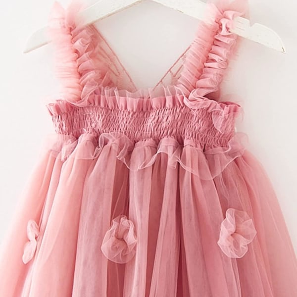 Barnflickor Spädbarn Ärmlös Fjärilsvingklänningar Fe Tulleklänning Barn Dansfest Prinsessklänningar Pink 110cm