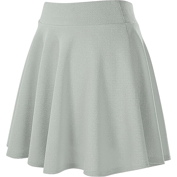 Dam Basic Mångsidig Stretchig Utsvängd Casual Mini Skaterkjol Grey M