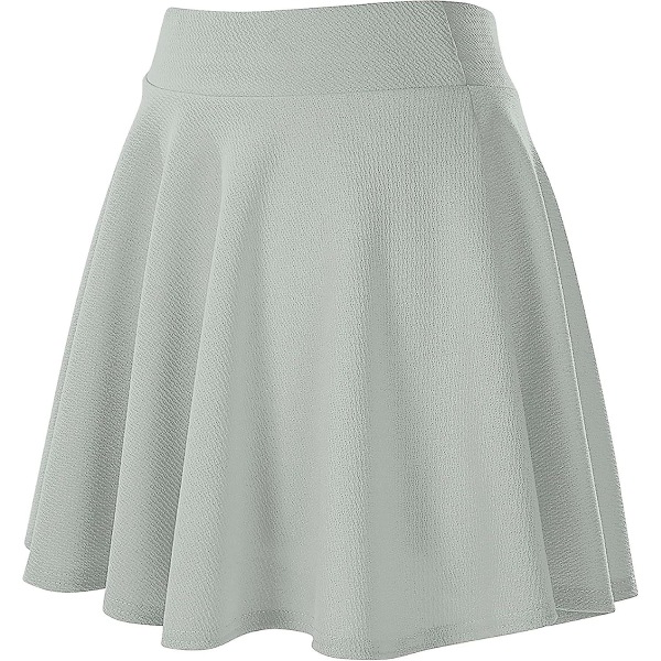 Dame Basic Alsidig Strækbar Udsvinget Casual Mini Skater Nederdel Grey L