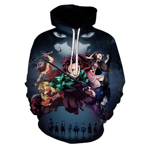Demon Slayer Anime Hoodie Sweatshirt Tanjirou 3d Print Lös Hooded Pullover Toppar För Herr Damer 2XL